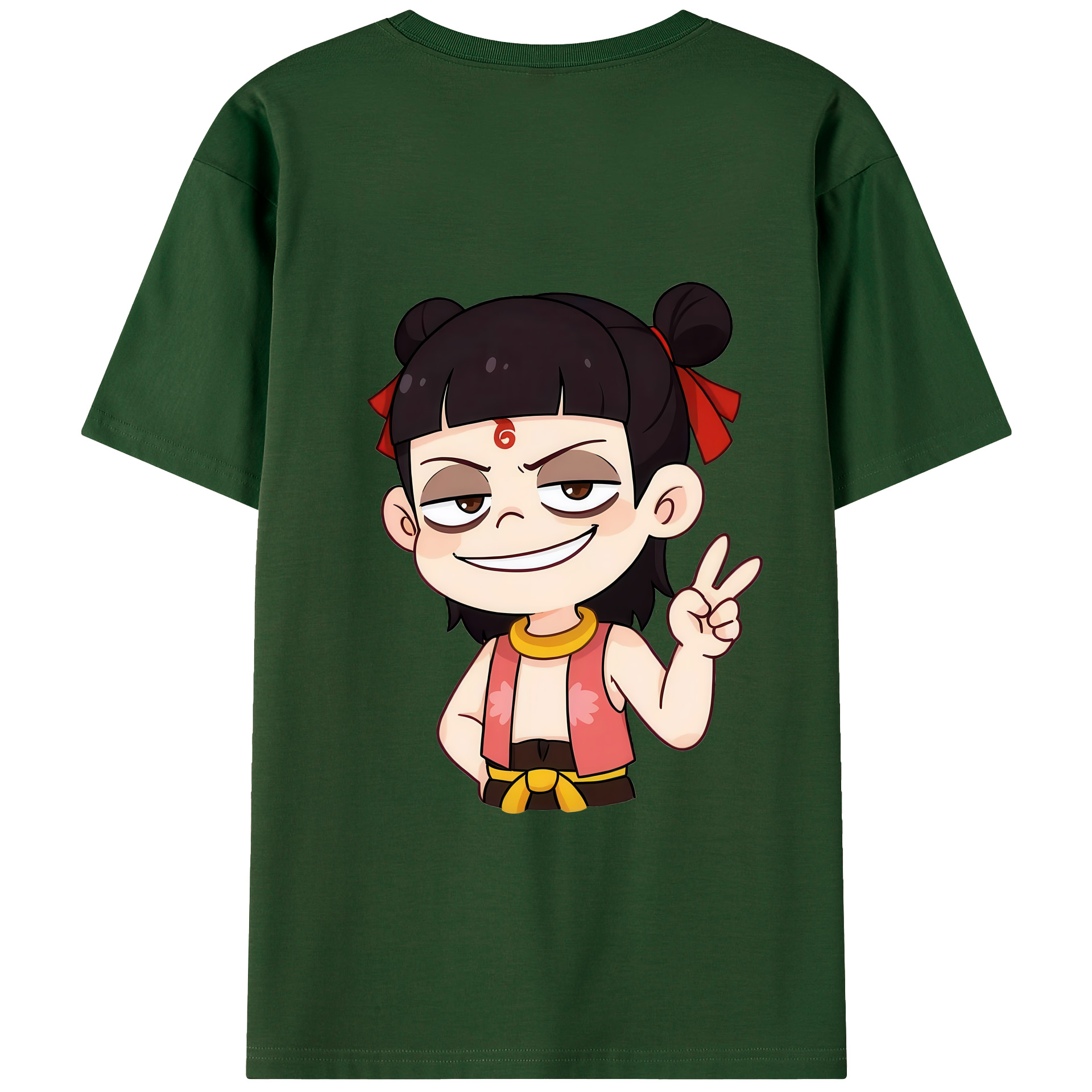 （画像用） Ne Zha 2 ナタ 魔童の大暴れ 綿100％半袖Tシャツ（背面プリント）
